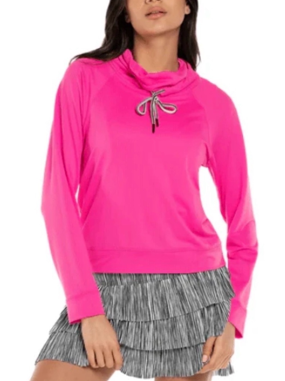 Lucky in Love High Neck Pullover Long Sleeve Pink Top M Tennis